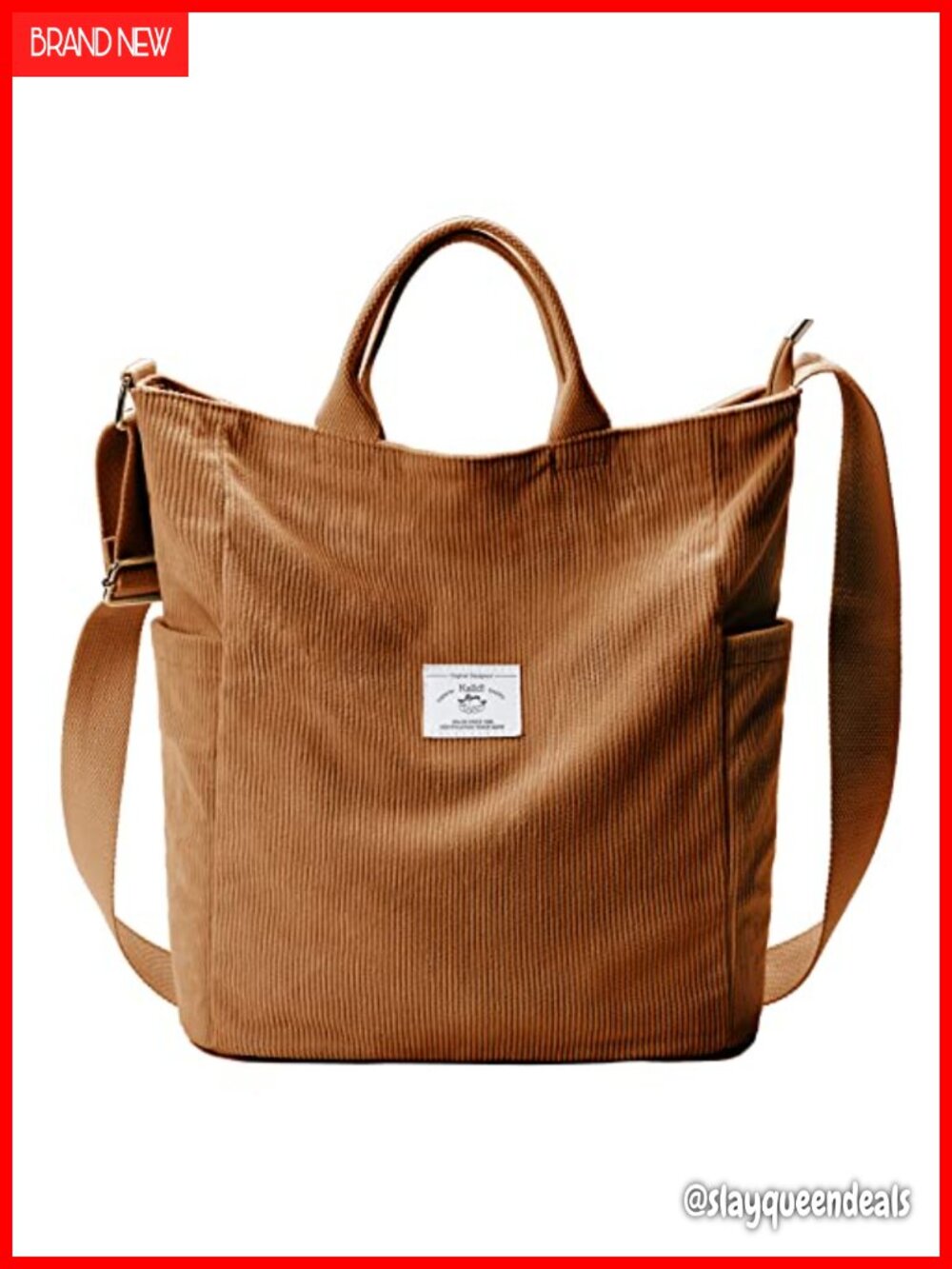 KALIDI Corduroy Tote Bag Large Slouchy Hobo Messenger Crossbody Bag